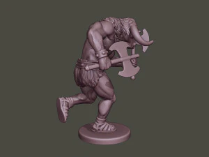 minotaur warrior running two axes 3D Print Model