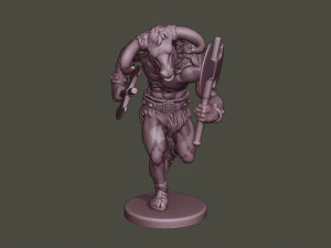 minotaur warrior running two axes 3D Print Model
