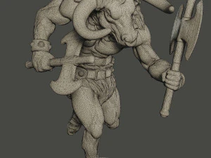 minotaur warrior running two axes 3D Print Model