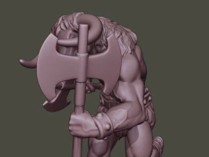 minotaur warrior running two axes 3D Print Model