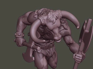 minotaur warrior running two axes 3D Print Model