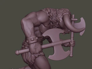 minotaur warrior running two axes 3D Print Model