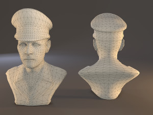 erwin rommel bust low poly Model 3D