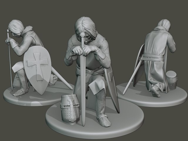 knight templar praying t1 Model do druku 3D .c4d .max .obj .3ds .fbx .stl .blend 