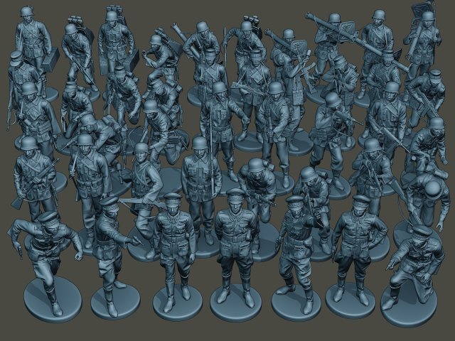 german soldiers ww2 bundle pack 1 3D Baskı Modeli .c4d .max .obj .3ds .fbx .stl .blend 
