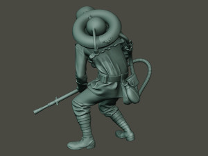 german soldier ww1 action2 g5 3D Baskı Modeli