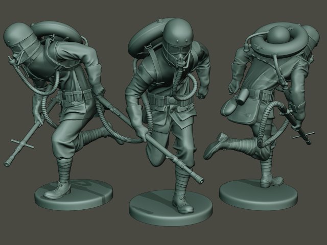 german soldier ww1 run g5 3D 프린트 모델 .c4d .max .obj .3ds .fbx .stl .blend 