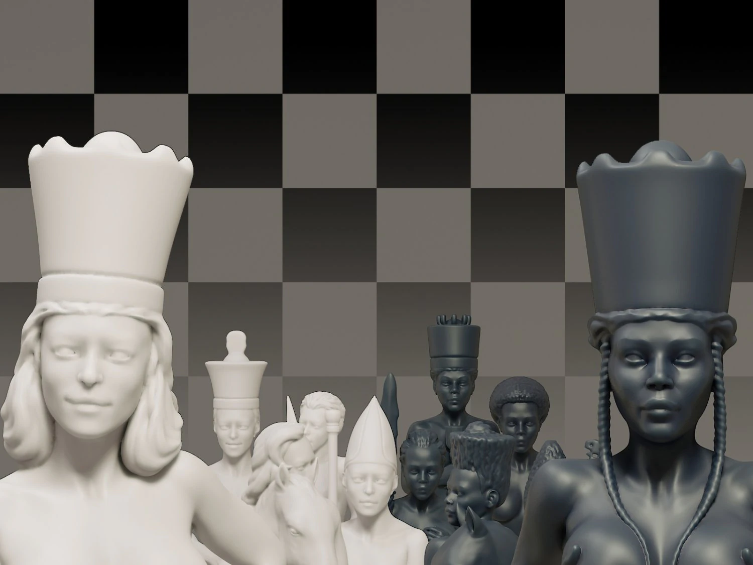 beautiful chess female 3D Print Model .c4d .max .obj .3ds .fbx .stl .blend