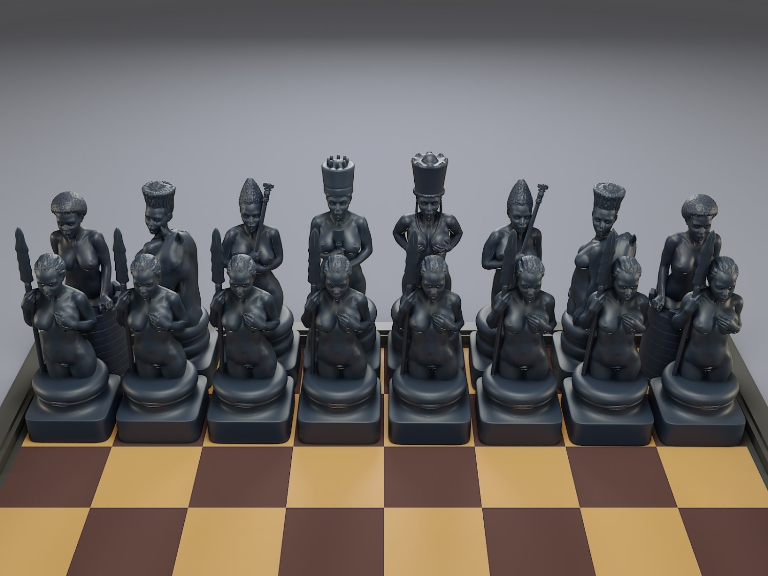 4 Player Chess Board + Nude Chess Set by AM Prints, Download free STL  model