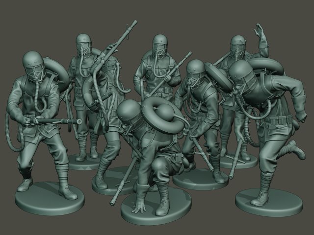 german soldiers ww1 g5 pack 1 3D Baskı Modeli .c4d .max .obj .3ds .fbx .stl .blend 