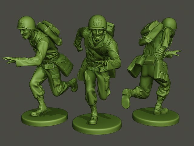 american medic soldier ww2 run a8 3D-Druckmodell .c4d .max .obj .3ds .fbx .stl .blend 