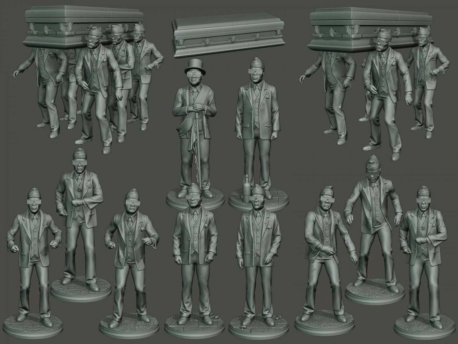 dancing coffin meme a pack 3D Print Model .c4d .max .obj .3ds .fbx .stl .blend