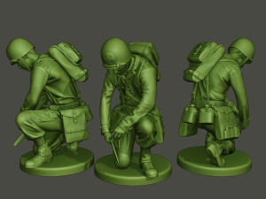 american soldier ww2 cutting a8 3D Print Model