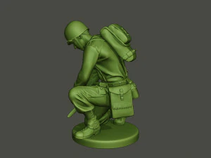 american soldier ww2 cutting a8 3D Print Model