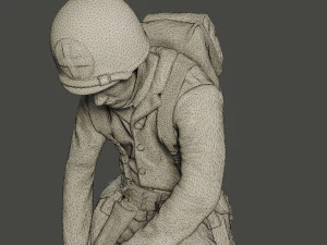 american soldier ww2 cutting a8 3D Print Model
