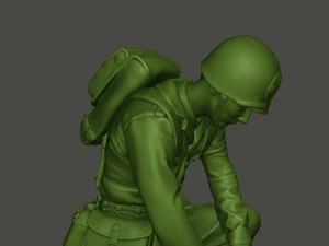 american soldier ww2 cutting a8 3D Print Model