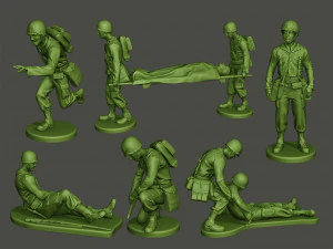 Paquete a8 de soldados m&eacute;dicos americanos ww2 Modelo de impresión 3D