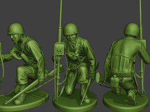 american engineer soldier ww2 crouch2 a9 3D Baskı Modeli