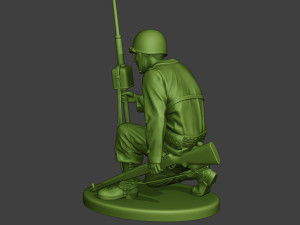 american engineer soldier ww2 crouch2 a9 3D Baskı Modeli