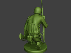american engineer soldier ww2 crouch2 a9 3D Baskı Modeli