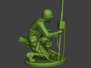 american engineer soldier ww2 crouch2 a9 3D Baskı Modeli