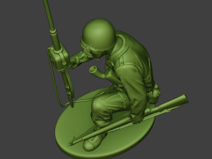 american engineer soldier ww2 crouch2 a9 3D Baskı Modeli