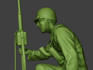american engineer soldier ww2 crouch2 a9 3D Baskı Modeli
