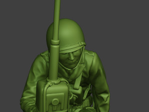 american engineer soldier ww2 crouch2 a9 3D Baskı Modeli
