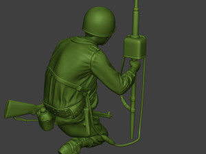 american engineer soldier ww2 crouch2 a9 3D Baskı Modeli
