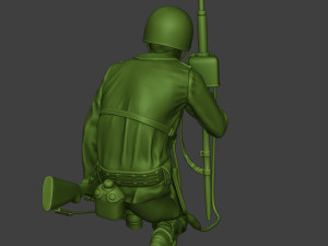 american engineer soldier ww2 crouch2 a9 3D Baskı Modeli
