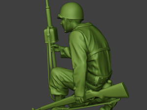 american engineer soldier ww2 crouch2 a9 3D Baskı Modeli