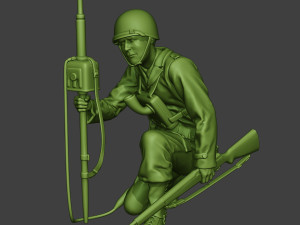 american engineer soldier ww2 crouch2 a9 3D Baskı Modeli