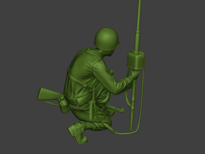 american engineer soldier ww2 crouch2 a9 3D Baskı Modeli