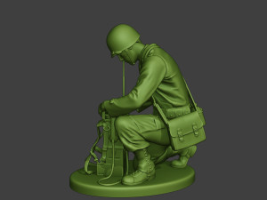 american engineer soldier ww2 crouch3 a9 3D 打印模型