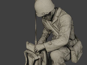 american engineer soldier ww2 crouch3 a9 3D Print Model