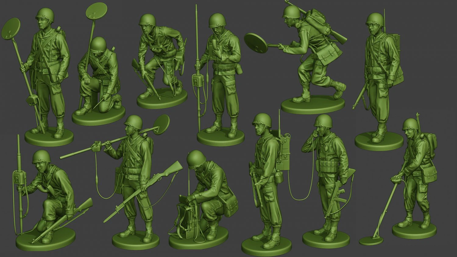 american engineer soldiers ww2 a9 pack 3D Print Model .c4d .max .obj .3ds .fbx .stl .blend 