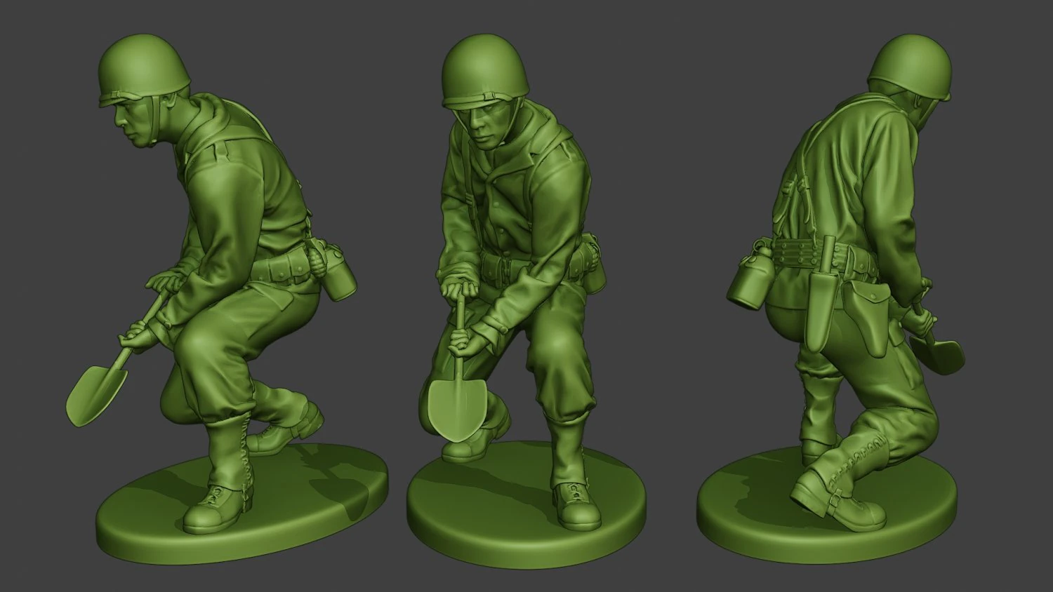 american soldier ww2 digging a11 3D Print Model .c4d .max .obj .3ds .fbx .stl .blend 