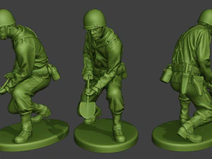 Amerikanischer Soldat 2. Weltkrieg gr&auml;bt A11 3D Druckmodell