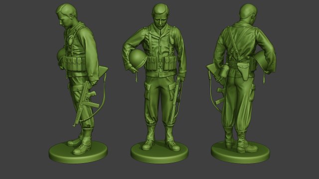 american soldier ww2 praying a11 3Dプリントモデル .c4d .max .obj .3ds .fbx .stl .blend 