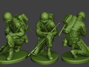 american soldier ww2 praying crouched a11 Model do druku 3D