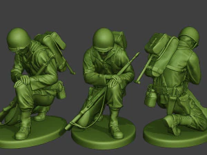 amerikanischer Soldat 2. Weltkrieg betend geduckt a11 3D Druckmodell