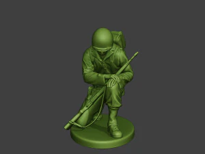 american soldier ww2 praying crouched a11 3D Print Model