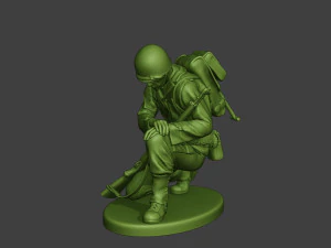 american soldier ww2 praying crouched a11 3D Print Model