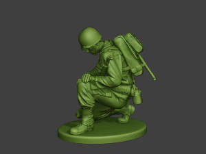 american soldier ww2 praying crouched a11 3D Print Model