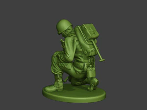 american soldier ww2 praying crouched a11 3D Print Model