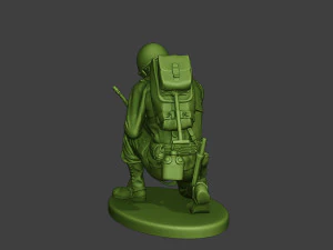 american soldier ww2 praying crouched a11 3D Print Model
