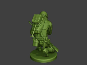 american soldier ww2 praying crouched a11 3D Print Model