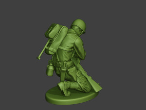 american soldier ww2 praying crouched a11 Model Cetak 3D