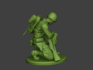 american soldier ww2 praying crouched a11 3D Print Model