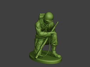 american soldier ww2 praying crouched a11 3D Print Model